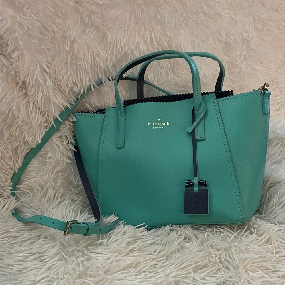 Kate Spade Teal Tote with Navy Accents
